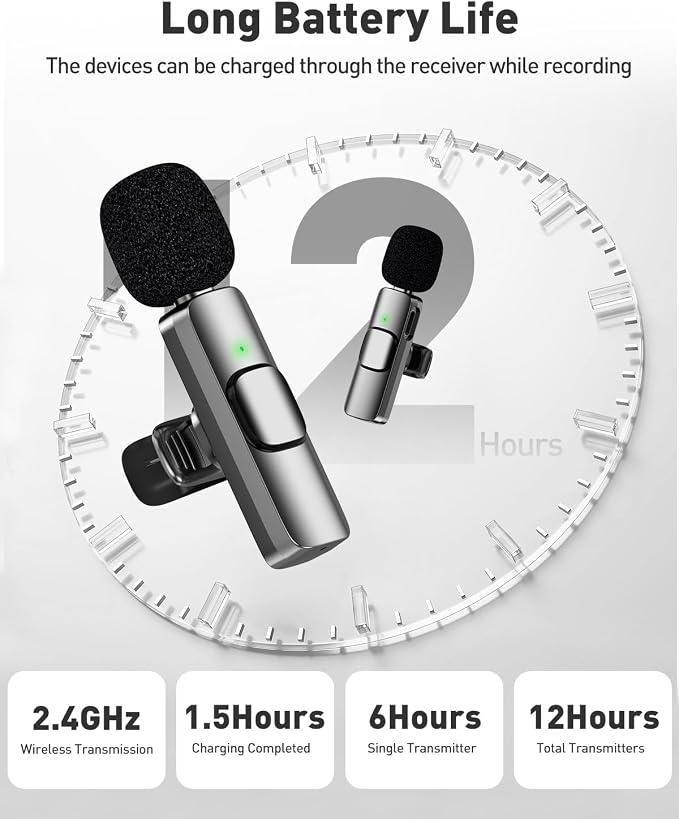 PoP voice 3 in 1 Wireless Mini Microphone for iPhone Android Camera iPad, Lavalier Microphone with Noise Reduction, Lapel Lav Mic with Noise Reduction for Video Recording Vlog YouTube TikTok