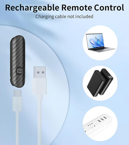 Phone Selfie Stick Tripod Rechargeable Remote, Portable Wireless Remotes Shutter Compatible with Smartphones for CX609 Tripod Black
