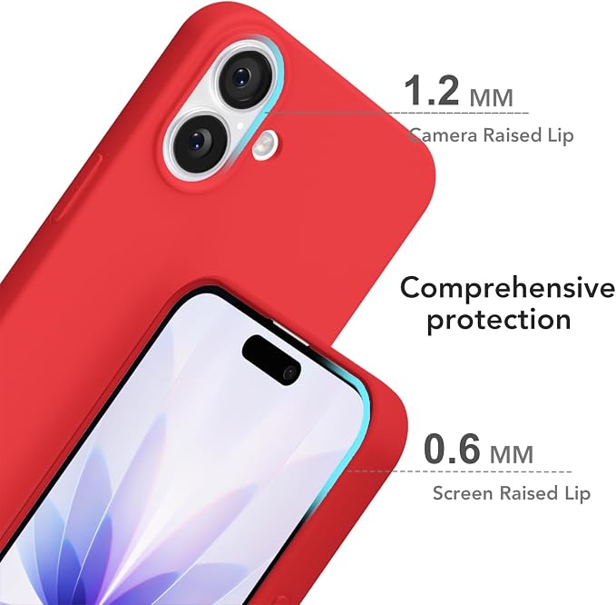 for iPhone 17 Case Silicone Compatible with Magsafe Case, Ultra Slim Thin Magnetic Phone Cases Mag Safe, Cute Soft Rubber Gel TPU Matte Plain Wireless Charging Cover for Women, Red