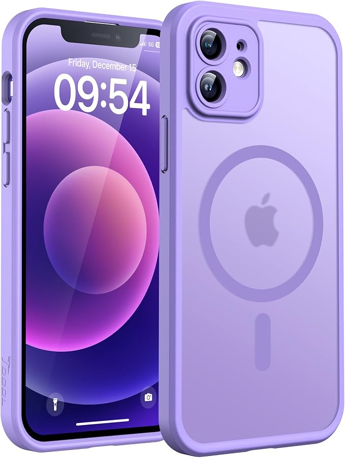 TOCOL for Phone 12 Case, Compatible with Magsafe Charger, Full Camera Protection, Drop Protection, Translucent Matte Phone Case for iPhone 12 6.1 inch Light Purple
