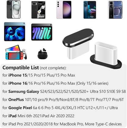 USB C Dust Plug, Type C Anti Dust Cover Protector Cap with Phone Speaker Cover Compatible with iPhone 17 16 15 Series, Samsung Galaxy S22/S21/S20, Note 20/10, All USB C Devices