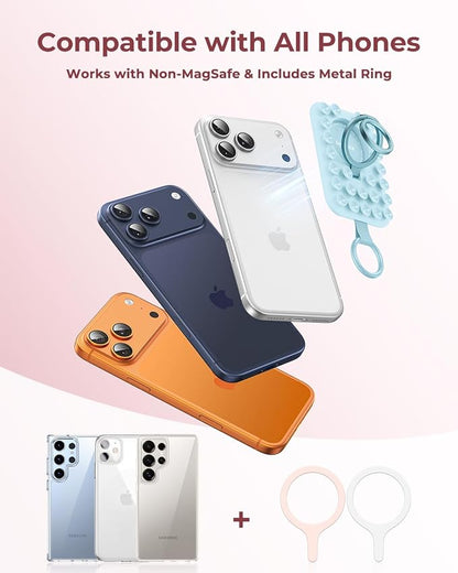 Syncwire Magnetic Suction Phone Mount for MagSafe, Silicone Octo Cup Buddy Sticky Grip Ring Holder, Hands-Free/Selfie/Video for TikTok & Instagram Influencer/Creator, iPhone Compatible,Sky Blue