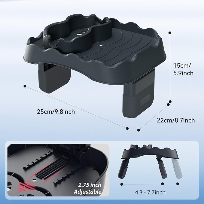 Anivia Hot Tub Table Tray, Adjustable Width 4.3" to 7.7" Hot Tub Accessories for Intex PureSpa, Nonslip Caddy Holds 2 Drinks, Keep Snacks-Drinks Handy and Dry,Fits Outdoor Inflatable Spa/Pool (Gray)