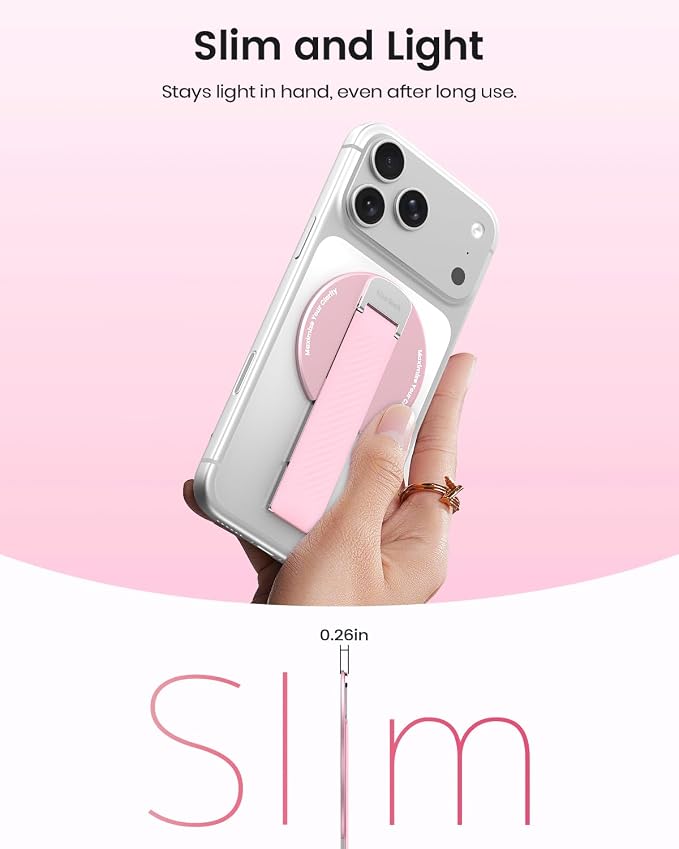 2026 Klearlook for MagSafe Phone Grip with Silicone Finger Strap, Removable Magnetic Phone Ring Holder with Adjustable Kickstand, Finger Phone Ring Grip for iPhone 17/16/15/14/13/12 Series, White