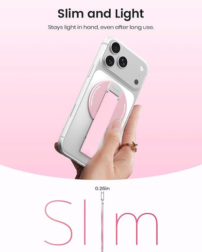 2026 Klearlook for MagSafe Phone Grip with Silicone Finger Strap, Removable Magnetic Phone Ring Holder with Adjustable Kickstand, Finger Phone Ring Grip for iPhone 17/16/15/14/13/12 Series, White
