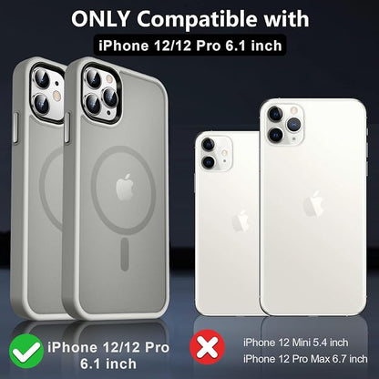 MOCCA Strong Magnetic for iPhone 12 Case/iPhone 12 Pro Case, [Compatible with Magsafe][Mil-Grade Drop Protection] Slim Shockproof Translucent Protective Phone Case for iPhone 12/12 Pro, Titanium Gray