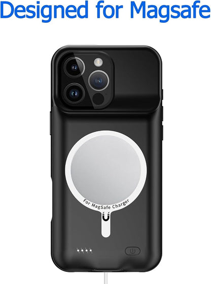 Battery Case for iPhone 16 Pro, 10000mAh Portable Protective Charging Case with Wireless Charging Compatible with iPhone 16 Pro (6.3 inch) Rechargeable Battery Pack Charger Case with Carplay (Black)