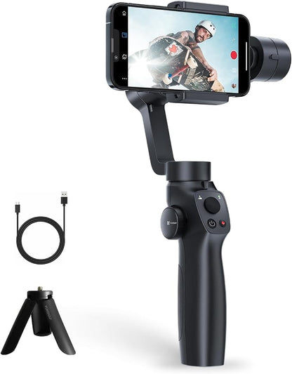 FUNSNAP Gimbal Stabilizer for iPhone, Phone Gimbal w/Focus Wheel Face Tracking for 16 15 Pro Max Android 3-Axis Phone Stabilizer for Video Recording Vlog