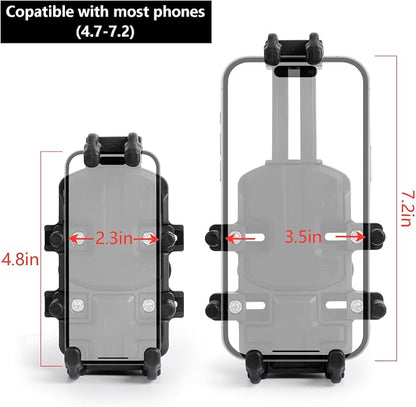 Bike Phone Mount Holder - [Dual Vibration Dampener] [Aluminum Alloy Handlebar Clamp] Anti-Vibration Bicycle Phone Holder Mount for iPhone 16/15/14/13 Pro Max, 4.7-7" Phones
