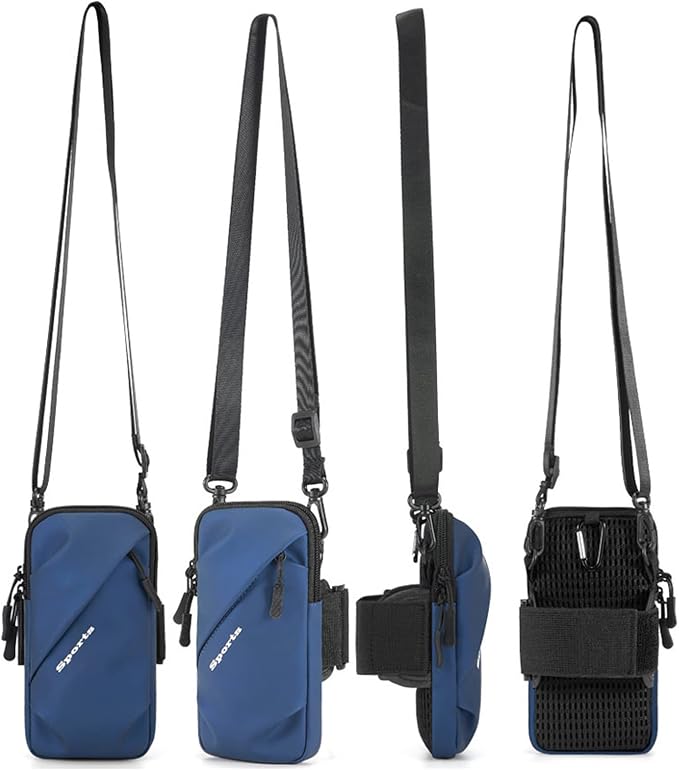 Prime Comfort Phone Holder Armband, Small Crossbody Shoulder Holsters Bag with Arm Band, Fits iPhone and Android, Use for Running, Walking, Hiking & Biking (6.7 Inches, Blue)