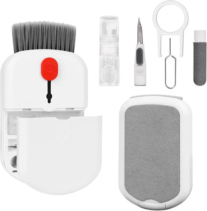 ZUFECY 6-in-1 Keyboard Cleaning Kit, White Keyboard Brush & Microfiber Pad, Multi-Tool for Electronics, Office & Gaming Setups
