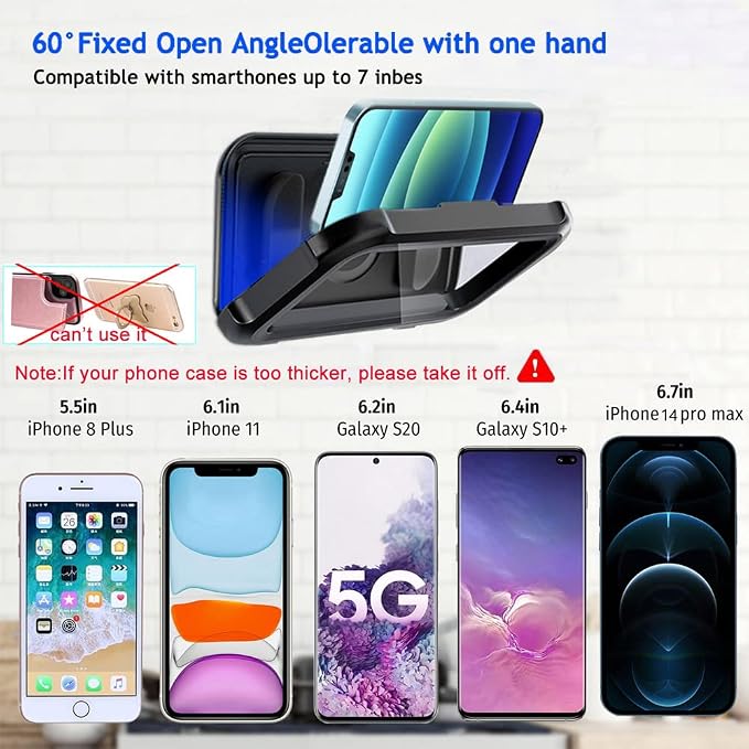 Upgraded 480° Rotating Shower Phone Holder Waterproof Case with Touch Screen,OOLYICO Shower Accessories Guardian Buddy Phone Holder Wall Mount Shelf in Bathroom Bathtub for 4" - 7" Cell Phone -Black