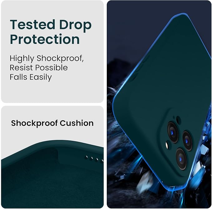 FireNova Designed for iPhone 14 Pro Max Case, Silicone Upgraded [Camera Protection] Case with [2 Screen Protectors], Soft Anti-Scratch Microfiber Lining Inside, 6.7 inch, Teal