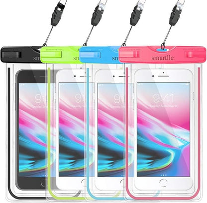 Waterproof Phone Pouch, Universal Waterproof Phone Case, Dry Bag Outdoor Beach Bag for iPhone 15 14 13 12 11 Pro Max XR SE XS 8 7 6S Plus, Galaxy Other Phones Up to 6.9''-4 Pack