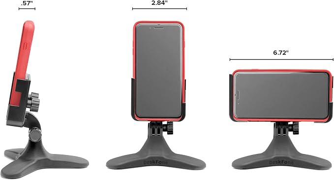 WeatherTech DeskFone Two View Universal Phone Holder for Flat Surfaces, Office, Kitchen, Nightstand - Forest Green Metal Knobs