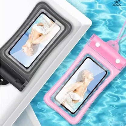 Floating Waterproof Phone Case Full View Swimming Bag Transparent Dry Cover for Underwater Snow Rainforest Use(Blue)