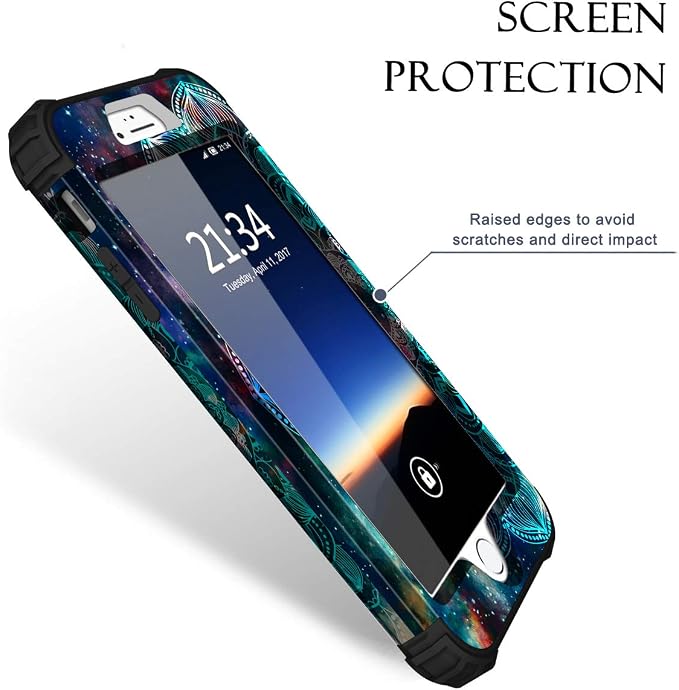 Hocase iPhone 8/7 Plus Case - Mandala in Galaxy, Heavy Duty Shockproof Hybrid Protection Hard Plastic + Silicone Rubber
