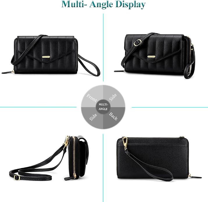 Peacocktion Crossbody Bags for Women RFID Wristlet Wallets Travel Vegan Leather Small Clutch Purses with Phone Pocket Zipper