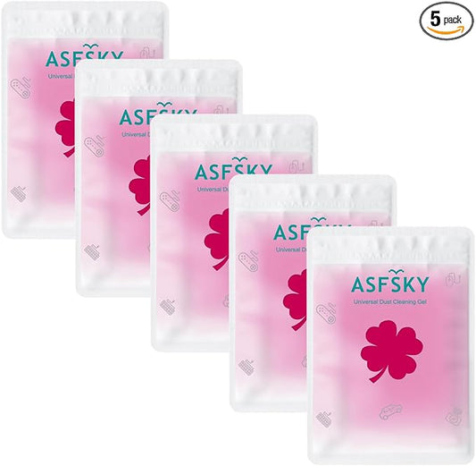 ASFSKY Reusable Cleaning Gel for Car Interior, Keyboard & Home – 5 Pack (90g Each), Sticky Dust & Crumb Remover, No Water Needed, Long-Lasting Dry Cleaner (Rose Red)