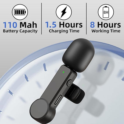 Wireless Lavalier Lapel Mini Microphone for iPhone iPad Android - Noise Cancelling Phone Microphone USB C for Video Recording Vlog TikTok YouTube