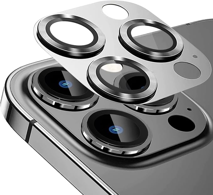 Compatible for iPhone 14 Pro/iPhone 14 Pro Max Camera Lens Protector Metal 9H Tempered Glass Camera Cover Support LIDAR Scanner, Anti-Explosion (Black)