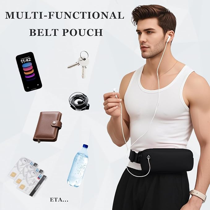 Running Belt for Women Waterproof Slim Running Belt Fanny Pack Ultra Light Waist Pack Bag Adjustable Running Waist Pouch Phone Holder for Hiking Cycling Workout Sports with Headphone Port