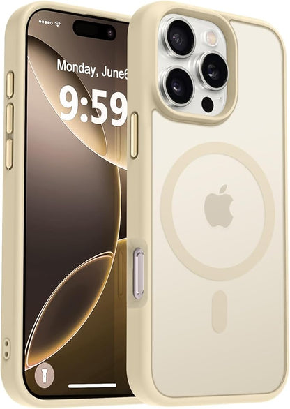 MOCCA Strong Magnetic for iPhone 16 Pro Phone Case, [Compatible with Magsafe][16FT Mil-Grade Drop Protection] Slim Thin Translucent Matte Protective Cover Case for iPhone 16 Pro Case, Light Gold