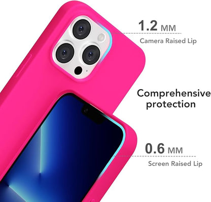 for iPhone 13 Pro Max Case Silicone Compatible with Magsafe Case, Ultra Slim Thin Magnetic Phone Cases Mag Safe, Cute Soft Rubber Gel TPU Matte Plain Wireless Charging Cover for Women, Hot Pink