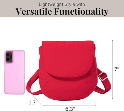 Baggallini Swift Flap Mini Crossbody - 6.3"x7" Lightweight Small Travel Purse with Crossbody Strap and RFID