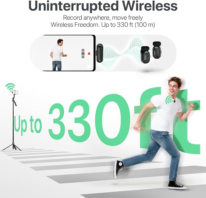SYNCO Mini Wireless Microphone with AI Noise Cancellation for iPhone/Android, Plug-and-Play Magnetic Lavalier Mic with Lightning Receiver, 328 ft Range, 12H Battery for Video Recording & Vlogging