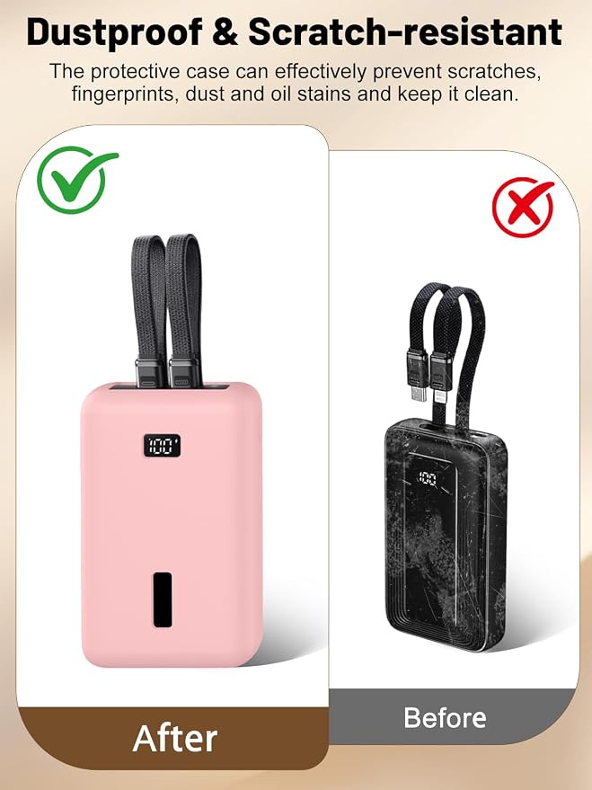 for Anker Zolo Power Bank 2025 20,000mAh 30W A1681/A1689,Silicone Protective Case, Shockproof Cover with LCD Display Visible, Anti-Lost Strap, Precision Cutouts for All-Port Charger(Pink)