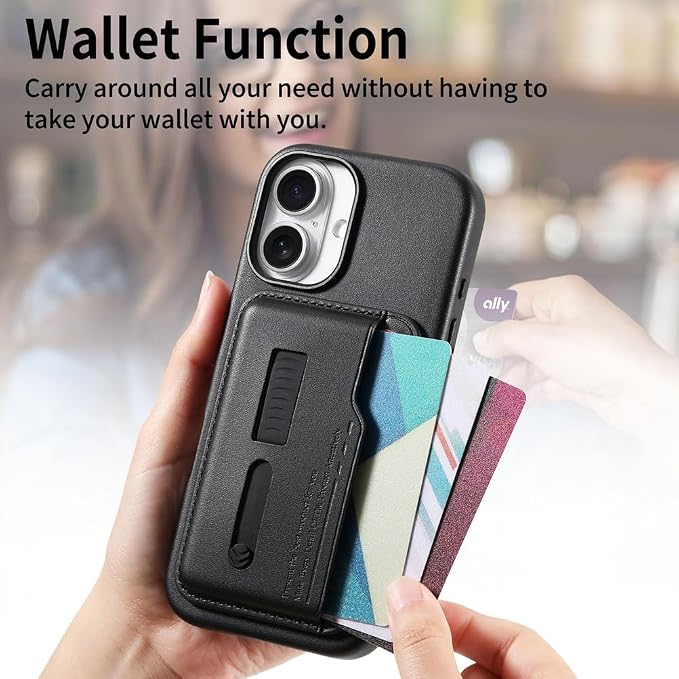Wallet Case for iPhone 17 Pro Max/17 Pro/Air/17,Heavy Duty Protection Magnetic Detachable Card Holder 2 in 1 Protection Shockproof Phone Cover (Air,Brown)