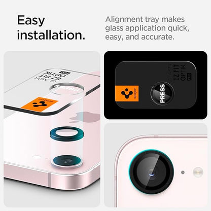 Spigen Camera Lens Screen Protector [GlasTR Optik Pro] designed for iPhone 17e, iPhone 16e - Black [2 Pack]