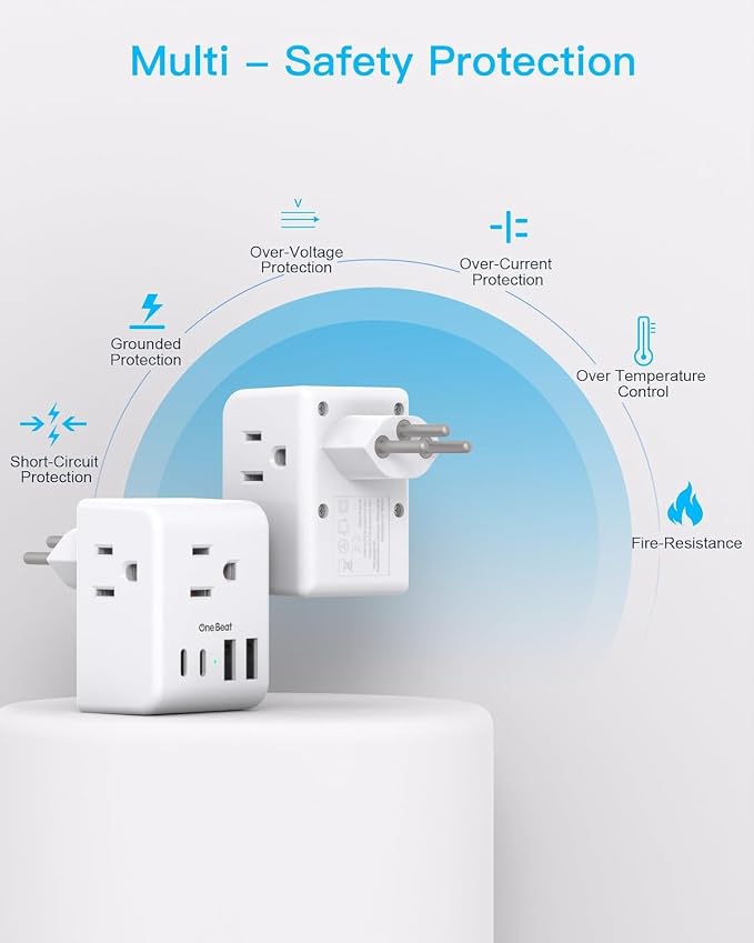 2 Pack Switzerland Travel Plug Adapter, Type J Power Adaptor | 3 Outlets 4 USB Charging Ports (2 USB C), Swiss Outlet Adapter Travel Plug for US to Switzerland, Liechtenstein, Rwanda