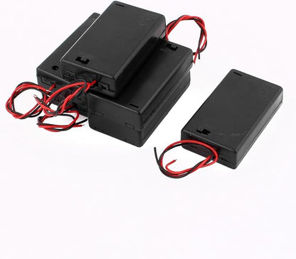 Aexit 6 Pcs Charger & Converters 3 x 1.5V AAA Battery Cell Case with Cover Black Plastic Battery Chargers Dual Cable