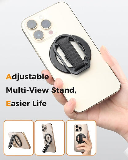 SUPERONE for MagSafe Phone Grip, Magnetic Phone Ring Holder, Magnetic Phone Grip with MagSafe Strap, Adjustable Finger Ring Grip Kickstand for iPhone 17 16 15 14 13 12 Series Mag Safe Accessories