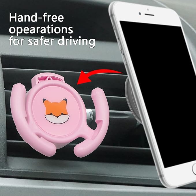 Car Vent Mount Holder - Compatible with Popsocket - Car Mount Made for Pop Socket Grips Collapsible Phone Holder for Pop Mount with Secure AC Vent Clip, Horizontal Air Vent ONLY (Pink)