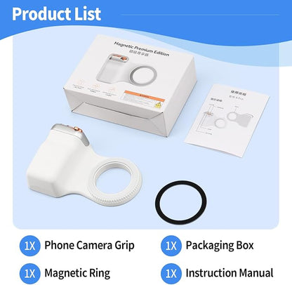 Magnetic Phone Camera Grip,Smartphone Shooting Holder, Selfie Handle Fun Shot Magnetic Grip for iPhone & Android with Wireless Shutter Button, Creator Kit for TikTok/Selfies/Photography/Video