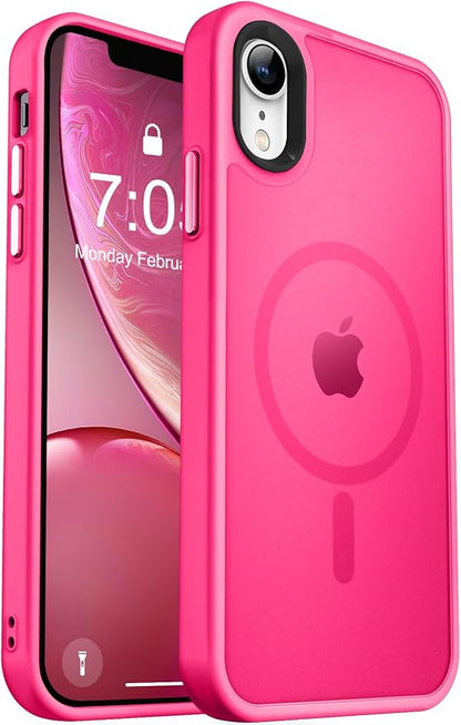 MOCCA Strong Magnetic for iPhone XR Phone Case, [Compatible with Magsafe][Mil-Grade Drop Protection] Slim Thin Translucent Matte Protective Cover Case for iPhone XR Case 6.1'', Hot Pink