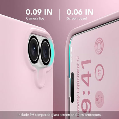 GONEZ Magnetic for iPhone 17 Case, Compatible with MagSafe, [Screen Protector + Camera Lens Protector], Liquid Silicone Anti-Scratch Shockproof Protective Phone Case 6.3 inch, Pastel Pink