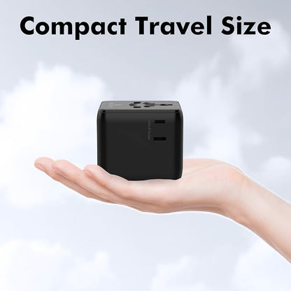 TRAVEL DEPOT Universal Travel Adapter w/USB Ports, GaN All in One Worldwide Plug Adapter, International Power Converter for All Devices, Wall Charger AC Power Type C Charging Ports for USA EU UK AUS
