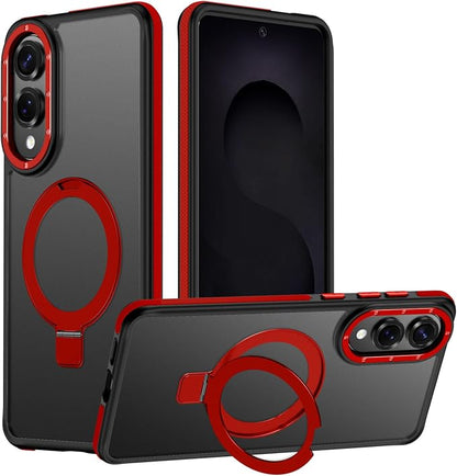 for Samsung Galaxy S25 Edge Case, Magnetic Adjustable Ring Stand [Fit for Magsafe], [Military-Grade Shockproof Protection] Phone Case with Kickstand&Ring Holder (Red)