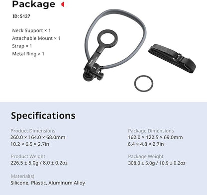 SMALLRIG Magnetic Neck Phone Holder with Chest Strap, Neck Mount for GoPro for DJI Action Camera, Hands Free Phone Holder for POV Recording, for iPhone 17/16/15/14/13/12, Metal Ring for Android - 5127