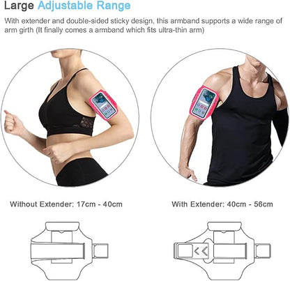 JEMACHE Armband for Samsung Galaxy S26 S25 S24 S23 S22 Ultra/Plus/FE, Gym Running Workouts Arm Band with Earbuds Holder (Rosy)