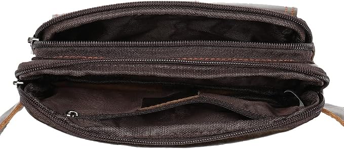 Hebetag Leather Fanny Pack Waist Bag for Men Women Travel Hiking Running Hip Bum Belt Vintage Retro Pouch Cell Phone Purse Wallet (Brown)