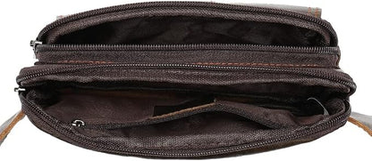 Hebetag Leather Fanny Pack Waist Bag for Men Women Travel Hiking Running Hip Bum Belt Vintage Retro Pouch Cell Phone Purse Wallet (Brown)