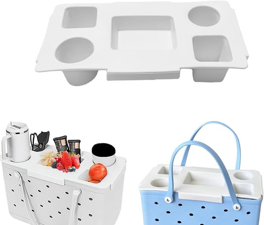 Top Cup Phone Holder Tray Storage Lid for Stanley Compatible with Bogg Bag XL Cover, Cup Organizer Holder Waterproof Silicone Multifunctional Storage Box for Outdoor Beath Camping Travel (Gray, XL)