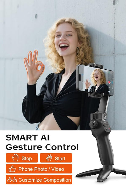 FUNSNAP CM8 Gimbal Stabilizer for iPhone Android, 3-Axis Phone Gimbal with Remote Control Portable Foldable, Phone Stabilizer for Video Recording for Tiktok YouTube Vlog