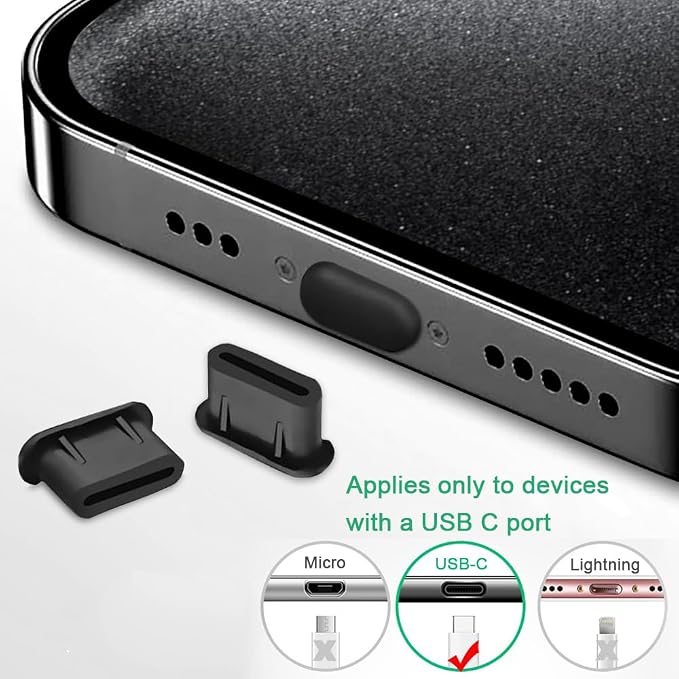 USB C Dust Plug Silicone USB C Anti Dust Port Cover Type C Charging Port Protectors Plug Compatible with iPhone 15 16 17 Pro Max Plus Samsung Galaxy Google Pixel and All USB Type C Ports