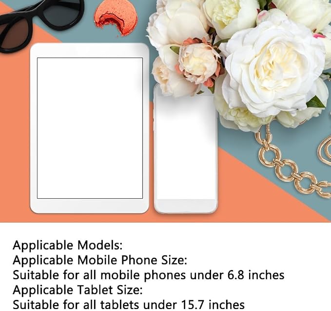 Touchable Waterproof Shower Phone Holder - No Drill Wall Mount for 6.8" Devices, Anti-Fog Tablet Bathroom Caddy with Sticker Installation(White)